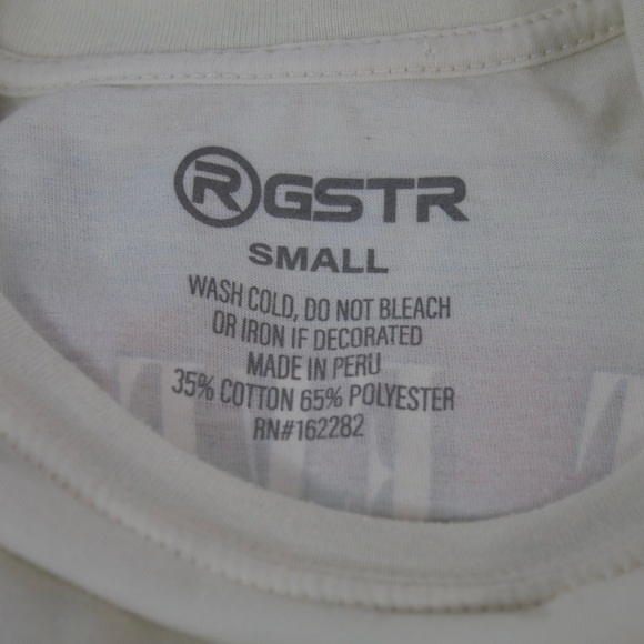 RGSTR Cream Saints & Sinners Short Sleeve Graphic T-Shirt Mens Size S - Picture 4 of 6